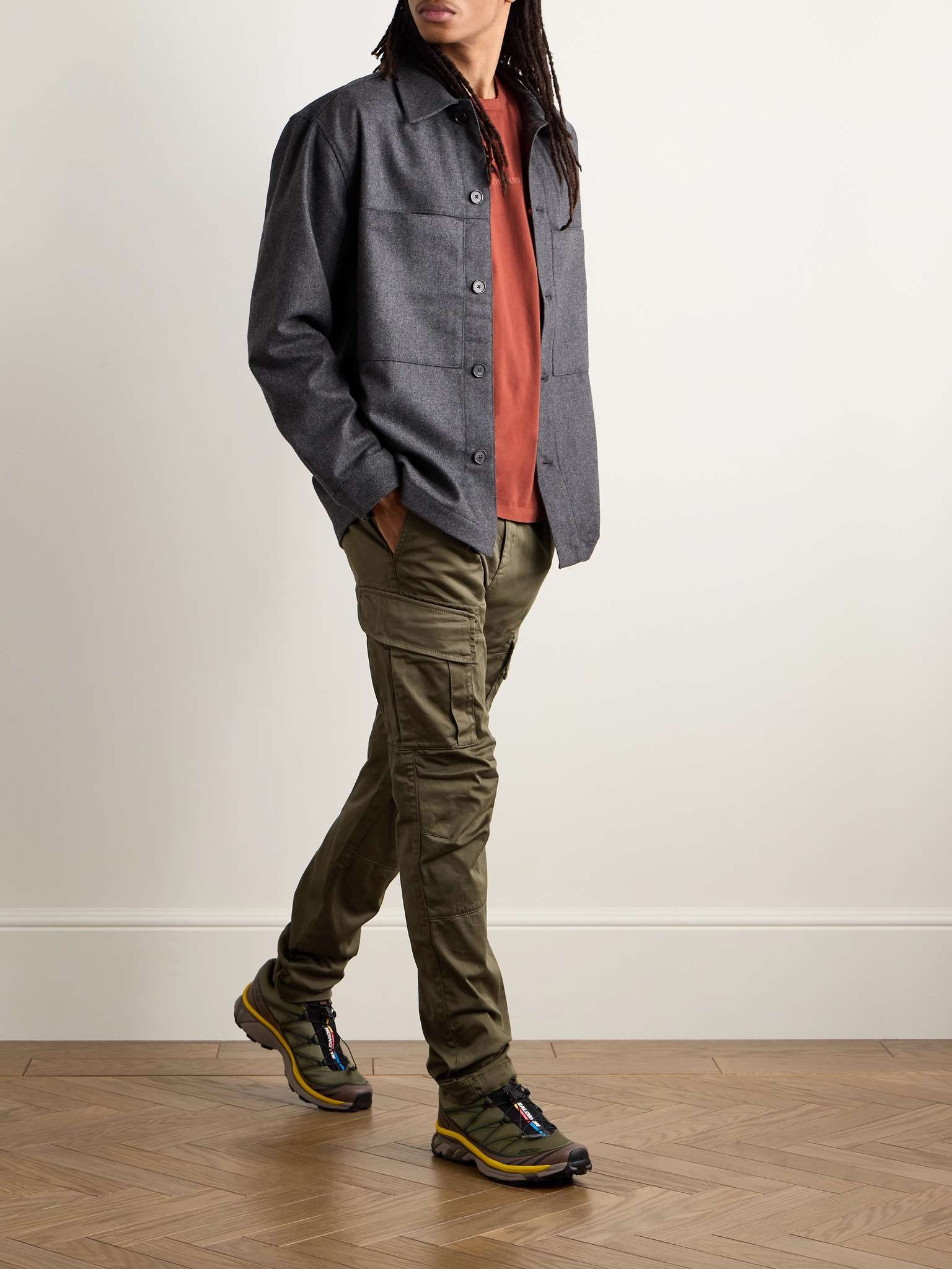 Slim-Fit Tapered Logo-Appliquéd Stretch-Cotton Sateen Cargo Trousers - 2