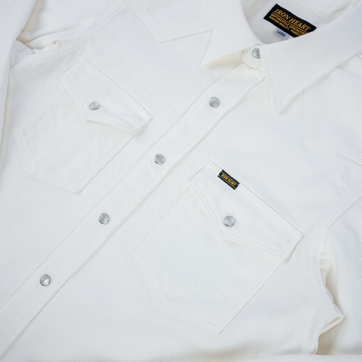 IHSH-384-WHT 13.5oz Denim Western Shirt - White - 9