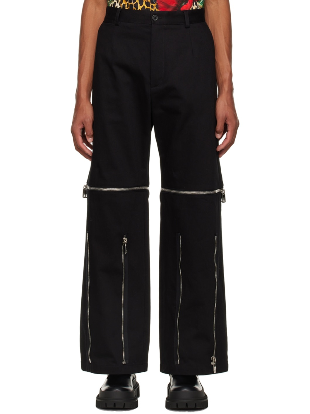 Black Zip Cargo Pants - 1