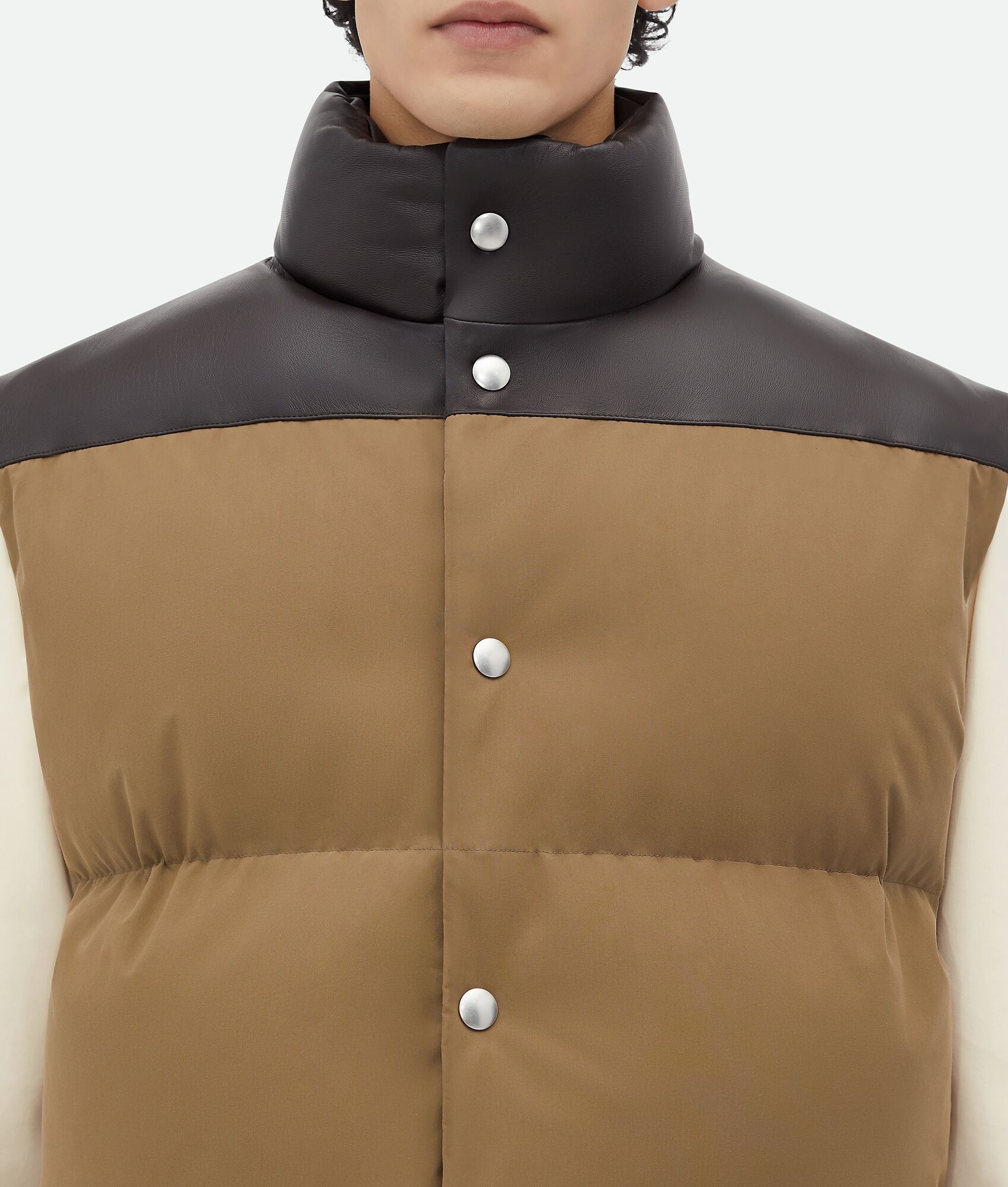 Frosted Poplin And Leather Gilet - 4