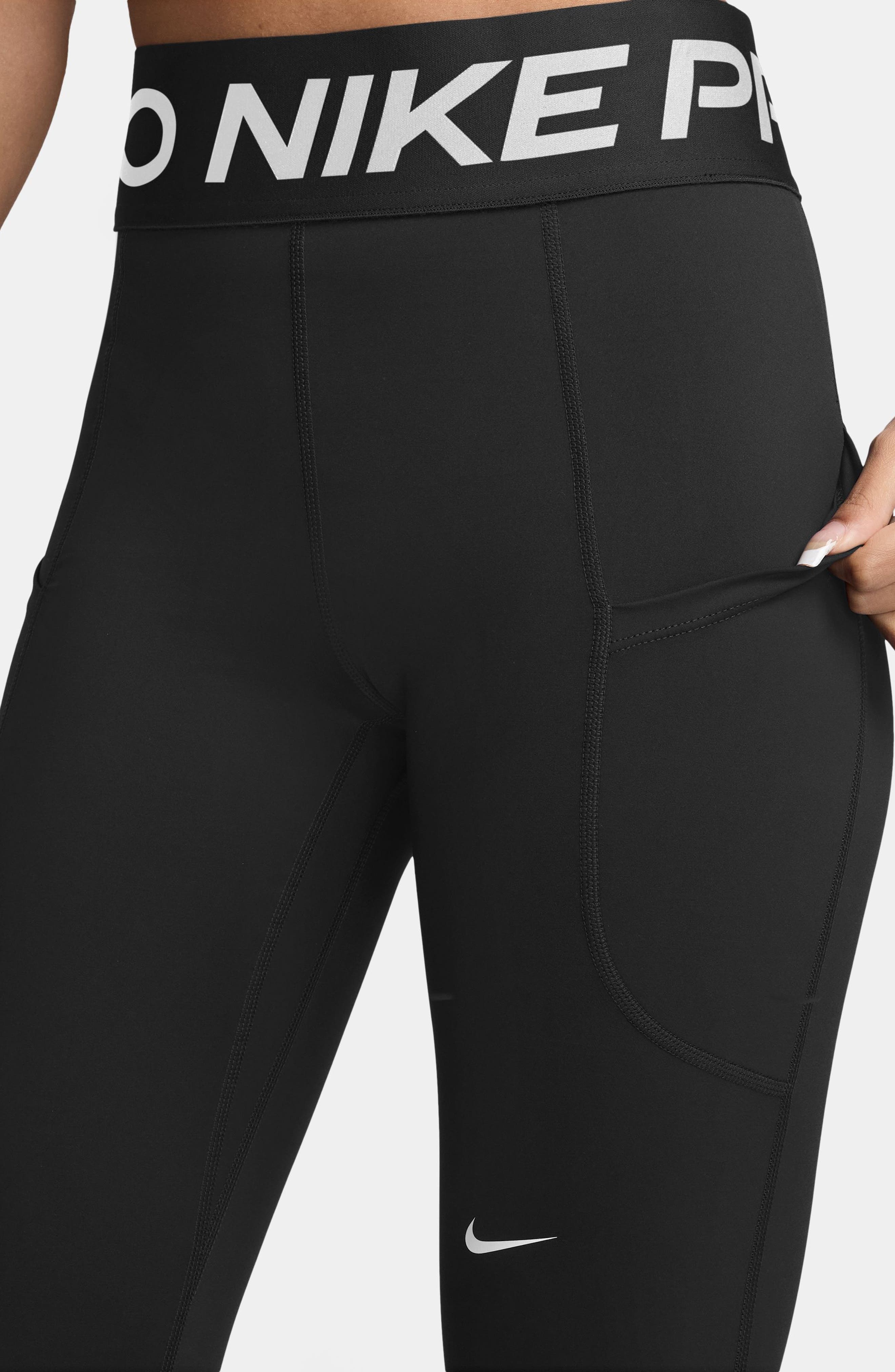 Nike Pro Sculpt High Waist Pocket Leggings in Black/White at Nordstrom - 3