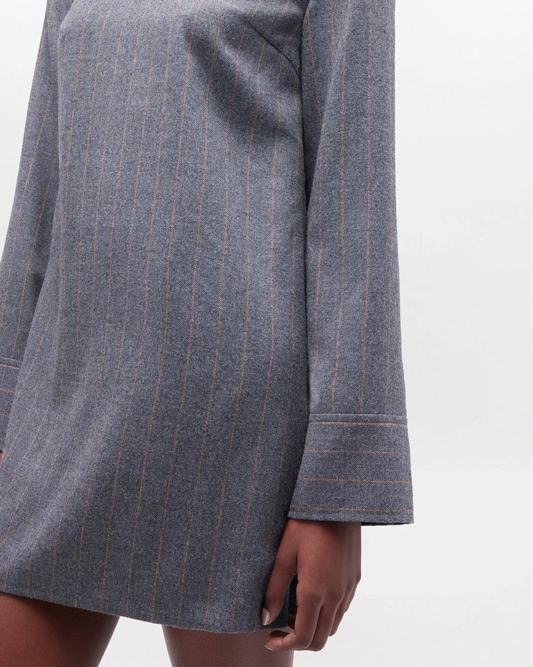 GREY STRIPE CIRCLE COLLAR DRESS - 4