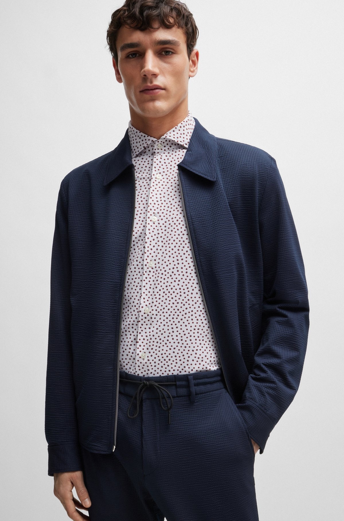 SLIM-FIT SHIRT IN PRINTED PERFORMANCE-STRETCH FABRIC - 6