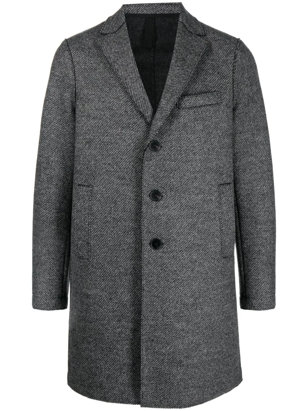herringbone single-breasted coat - 1