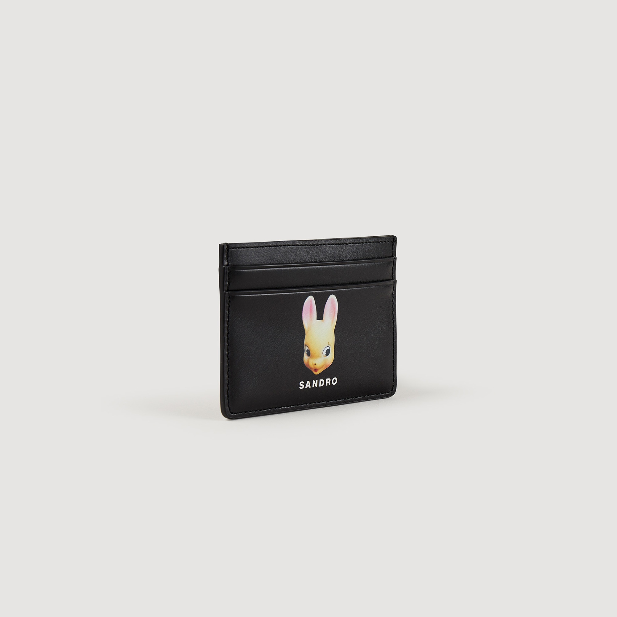 Leather card holder with rabbit print - 2