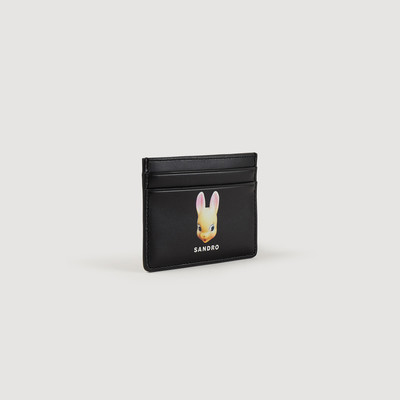 Sandro Leather card holder with rabbit print outlook