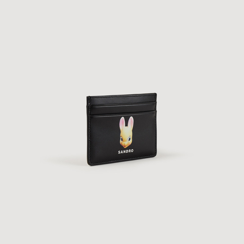 Sandro Leather card holder with rabbit print outlook
