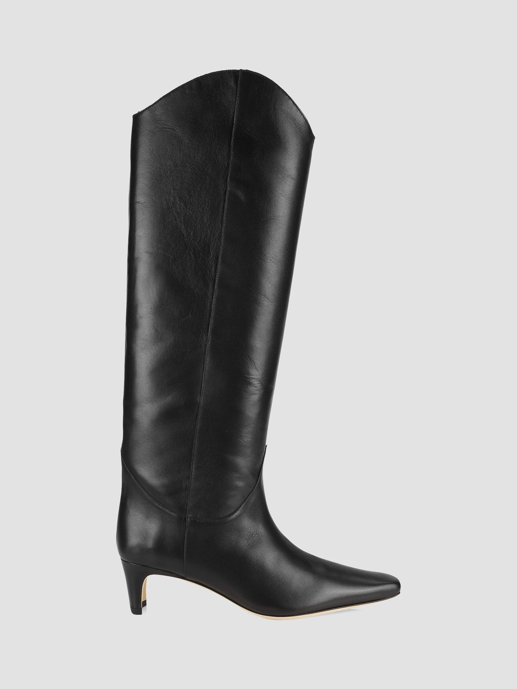 Women's Western Wally 50MM Leather Knee-High Boots - Black - 1