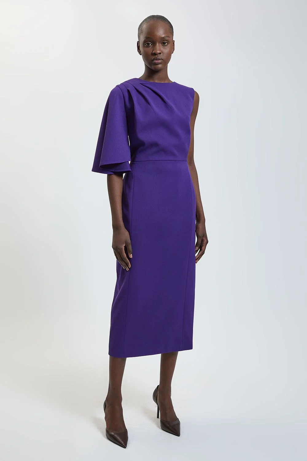 Tailored Drape Detail Midi Dress - 1