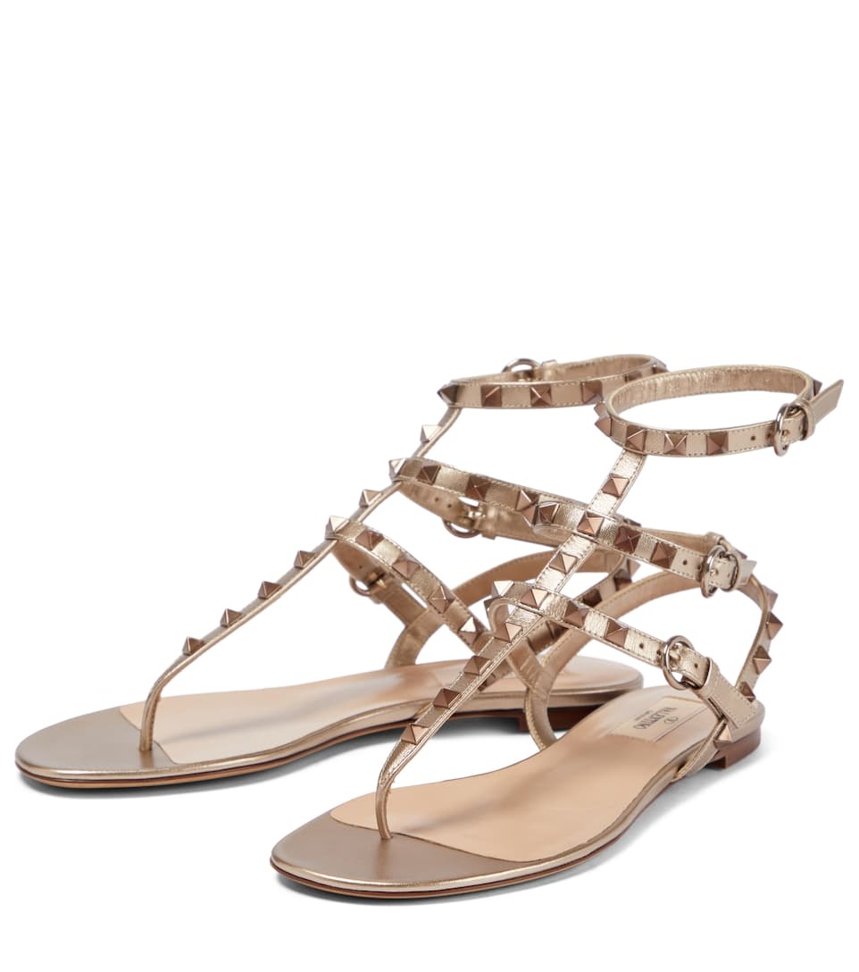 VLogo leather thong sandals - 5