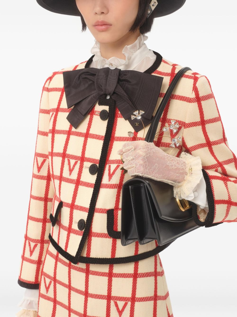 grid pattern embellished jacket - 6