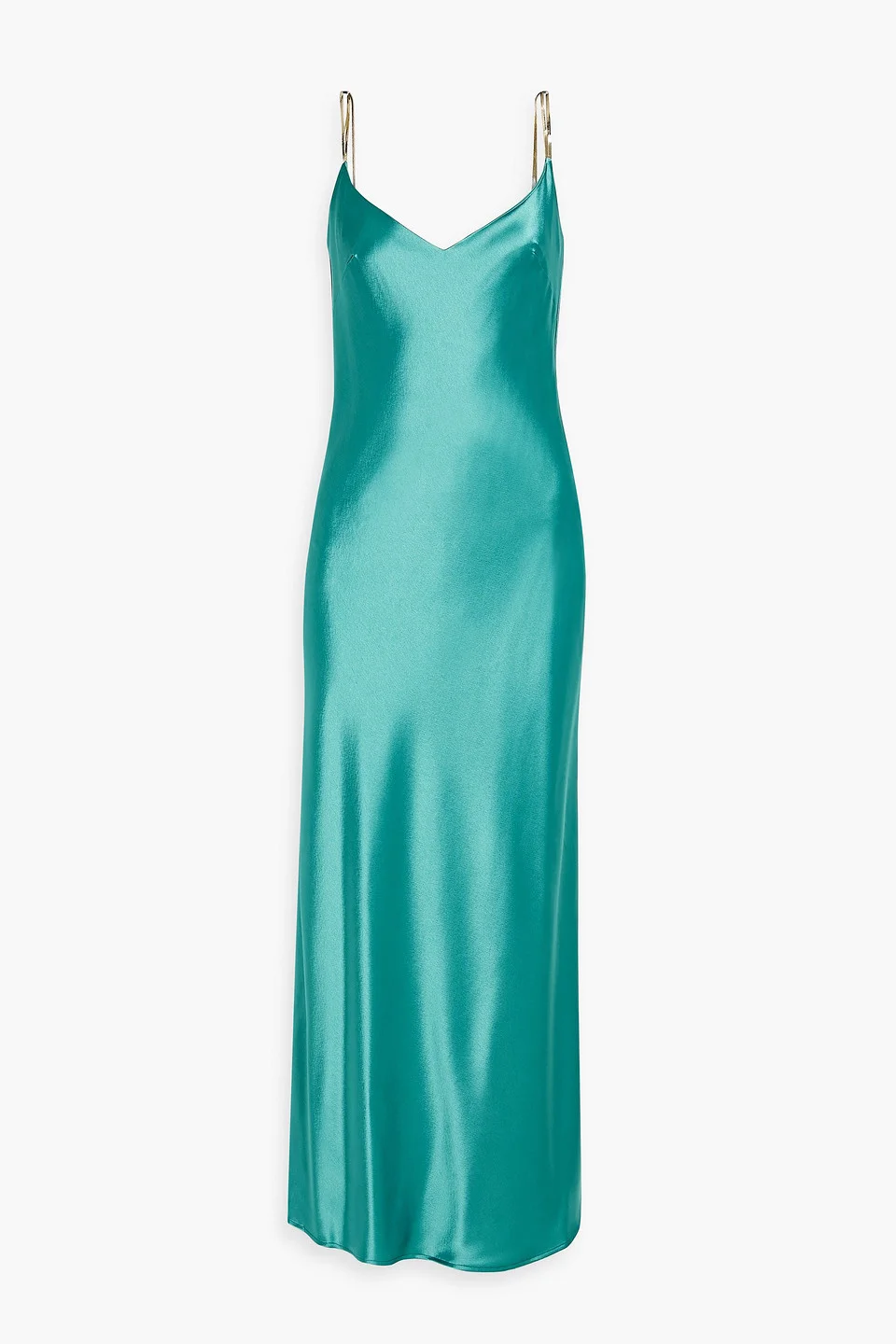 Chain-trimmed satin maxi slip dress - 1