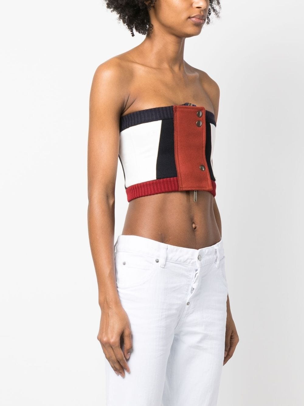 colour-block corset top - 3