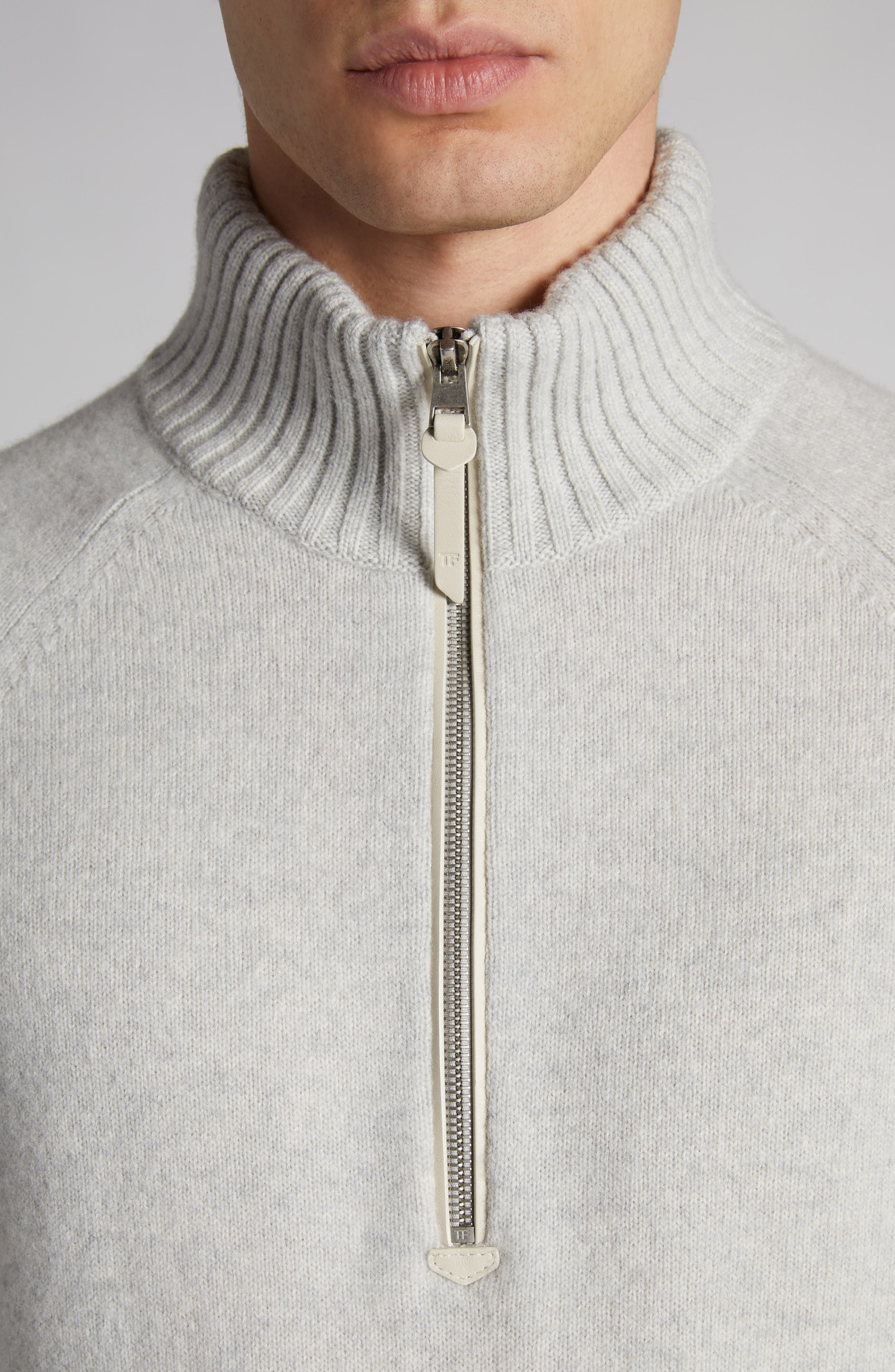 Lambswool & Cashmere Half Zip Sweater - 5