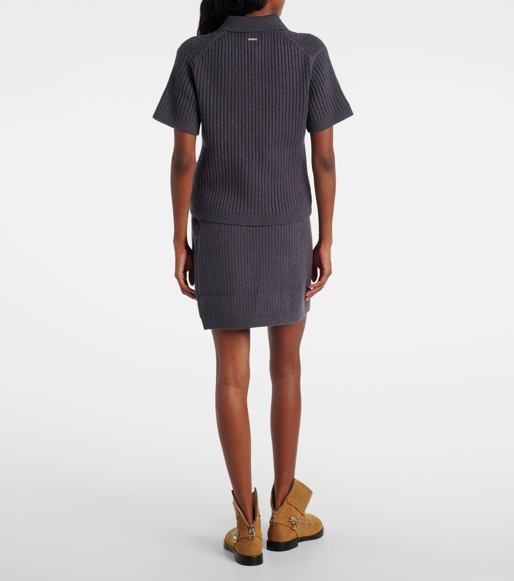 Cable-knit wool and cotton-blend polo shirt - 3