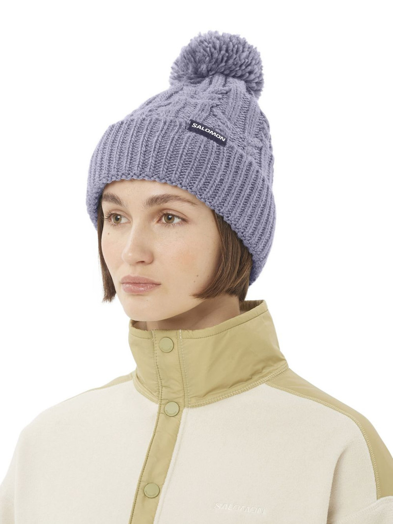 SALOMON pompom cable-knit hat outlook