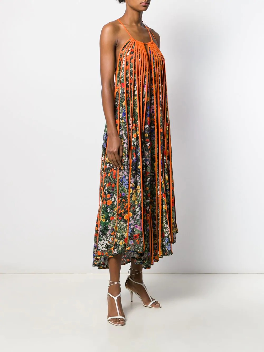 floral pleated long dress - 3