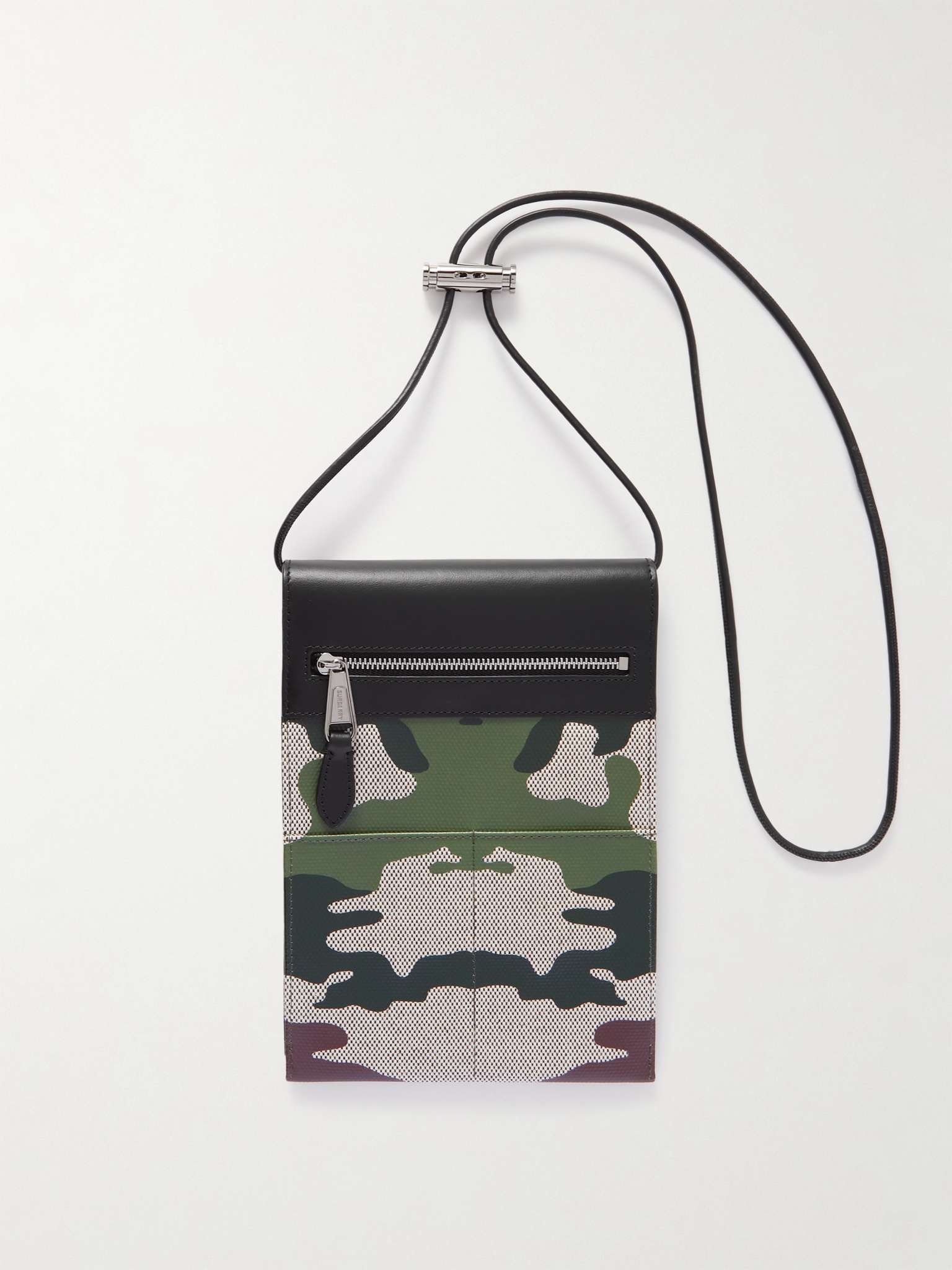 Camouflage-Print E-Canvas and Leather Pouch with Lanyard - 3