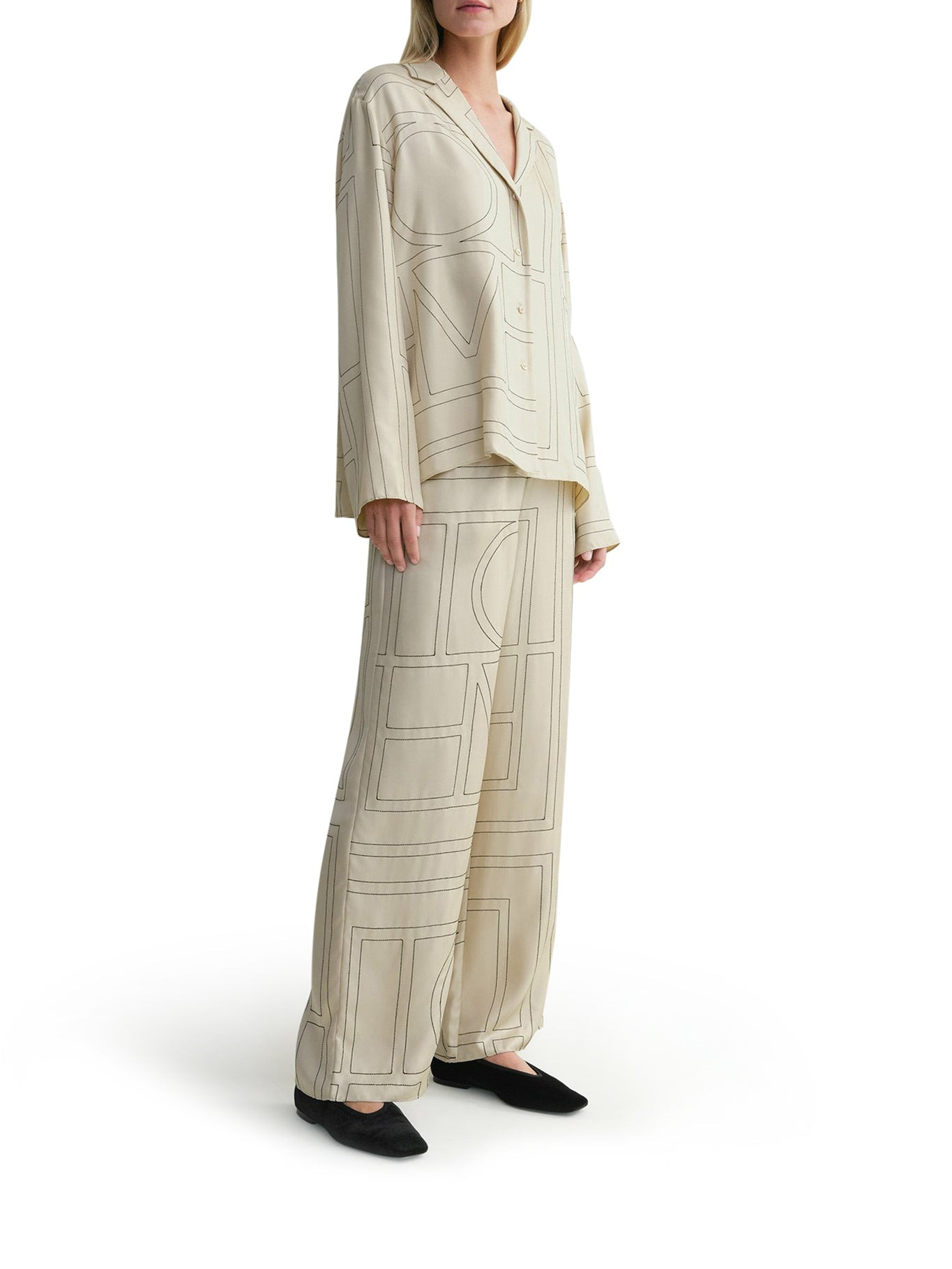 MONOGRAM SILK PJ TOP BLOUSE - 1