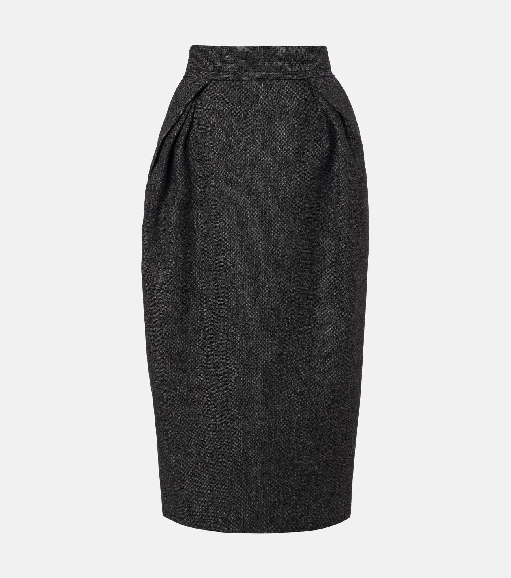 High-rise wool pencil skirt - 1