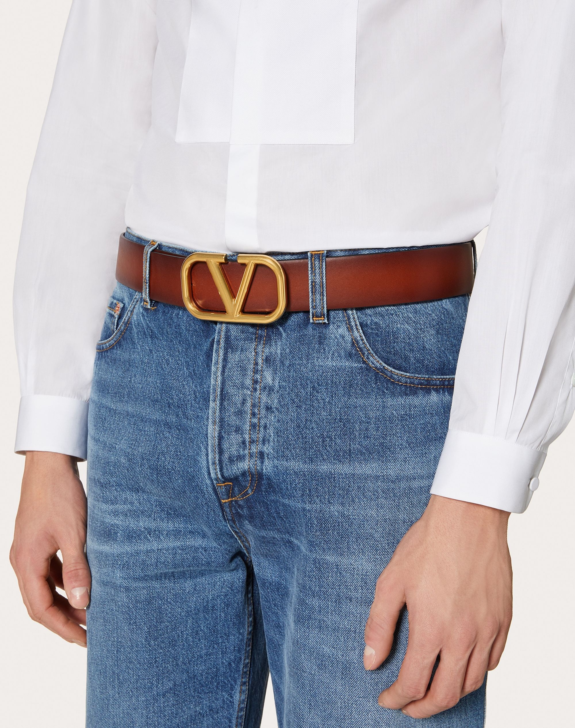 VLogo Signature Buffered Leather Belt 40 MM - 5