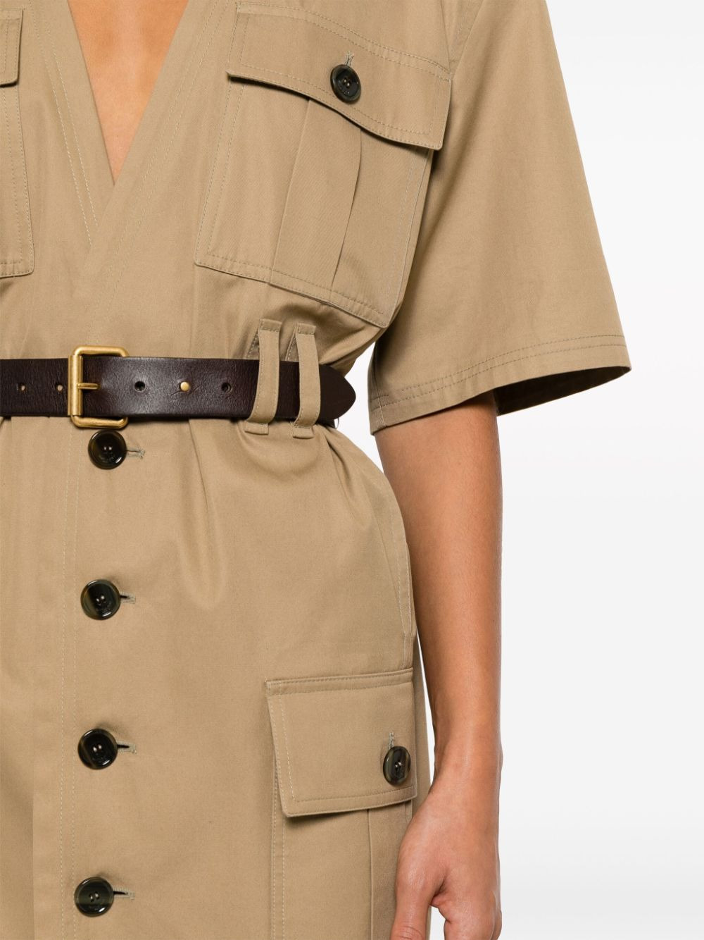 Saint Laurent Women Cotton Twill Midi Dress - 3