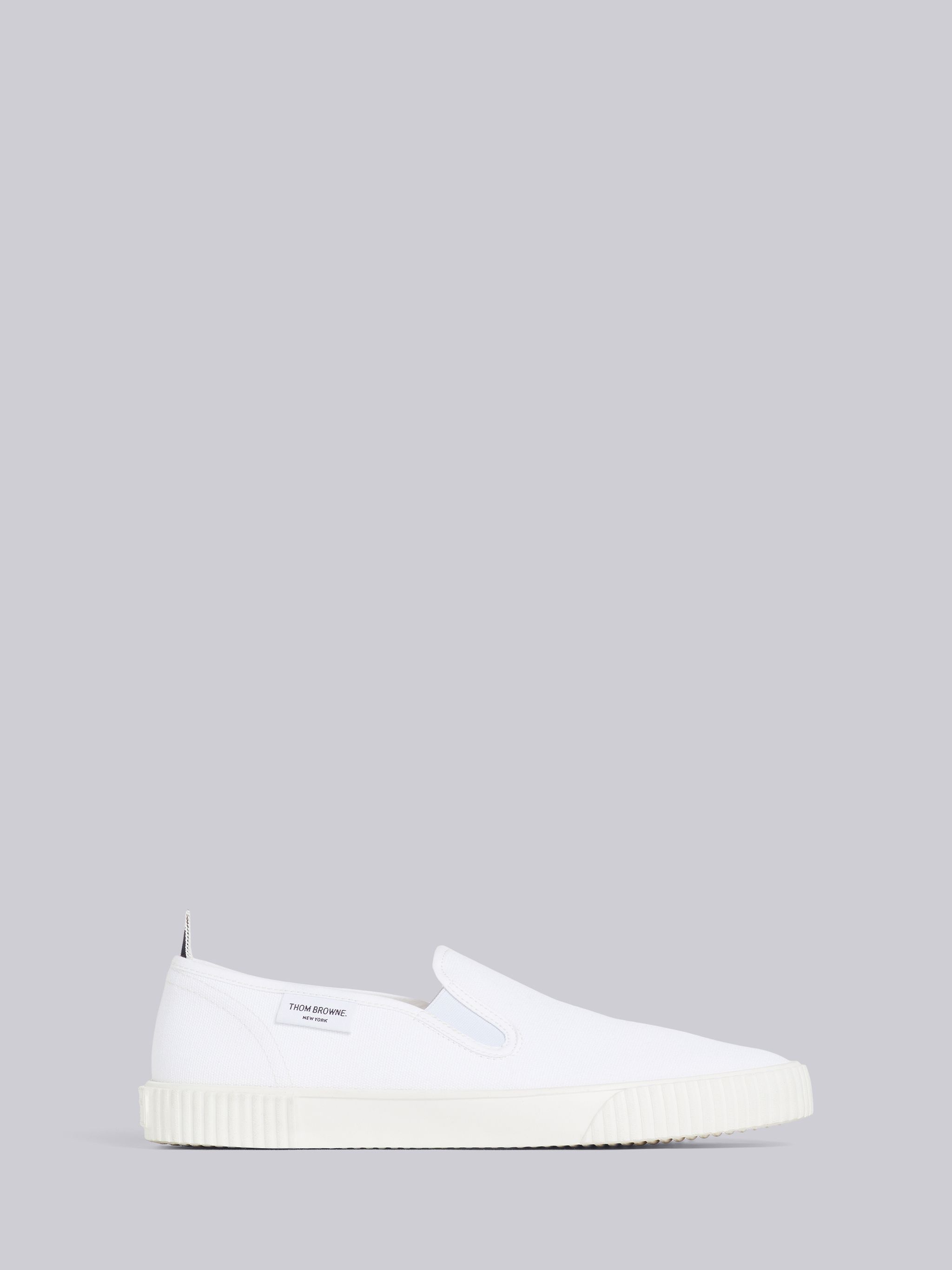 White Cotton Canvas Slip-On Heritage Trainer - 1