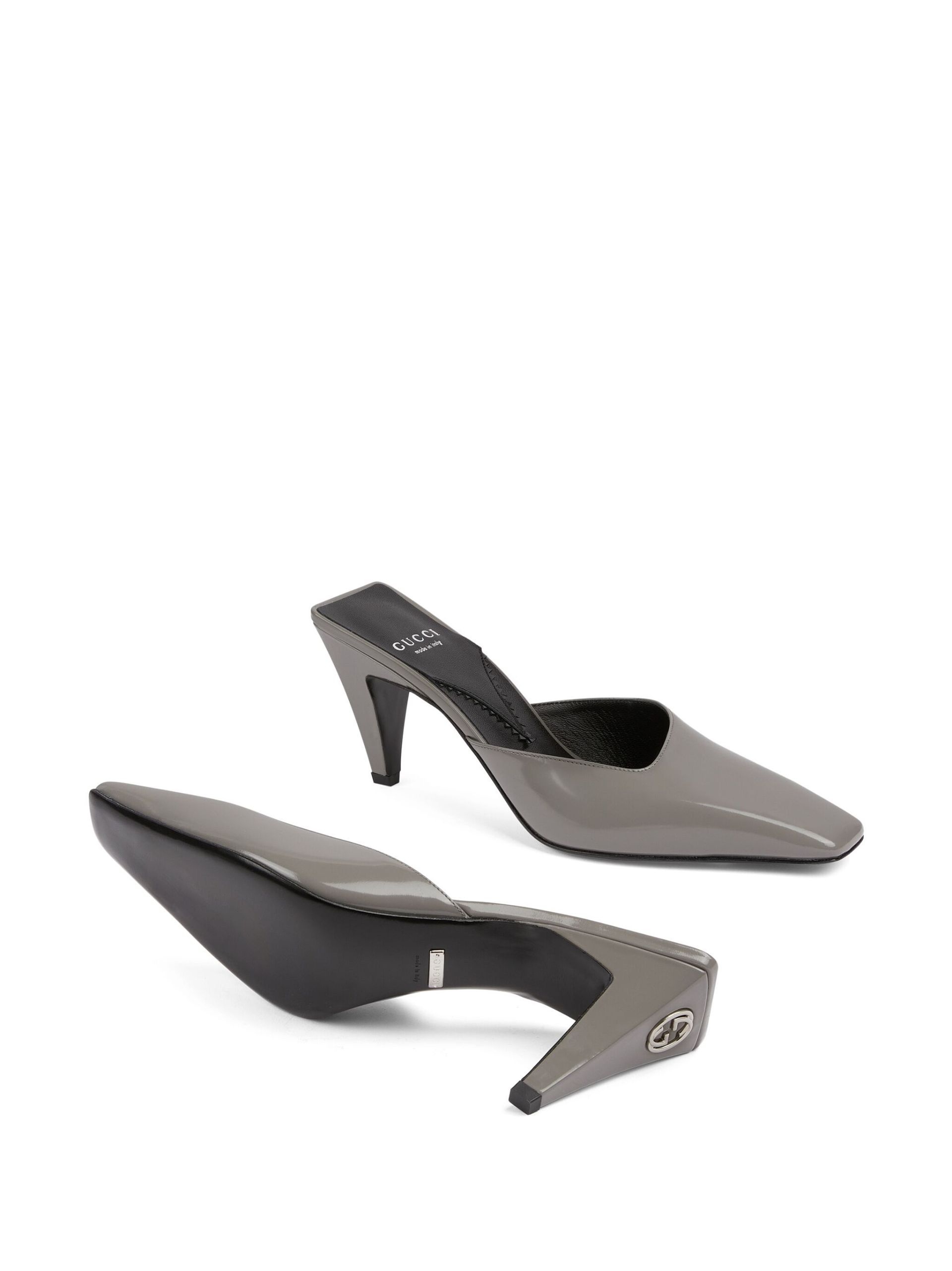 grey 75 leather mules - 5