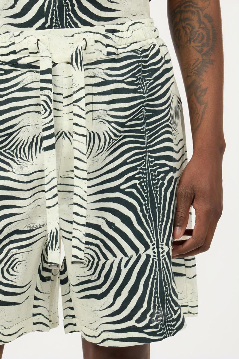 Linen Bermuda Shorts With Mini Zebra Print 6