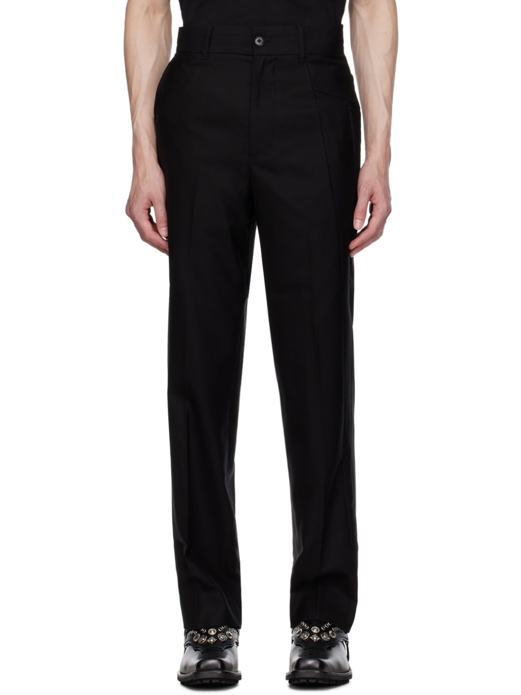 Black Paneled Trousers - 1