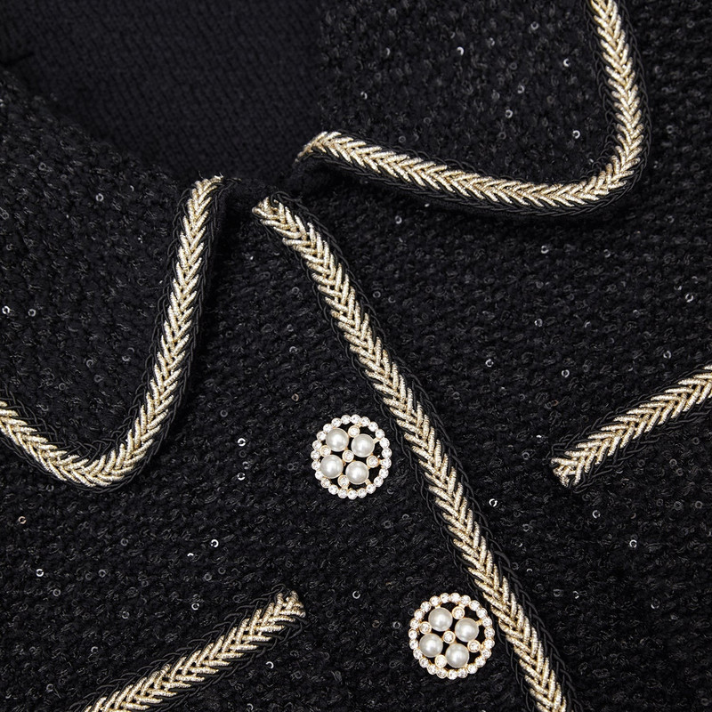 self-portrait Black Sequin Knit Mini Dress - AW23-135S-B | REVERSIBLE