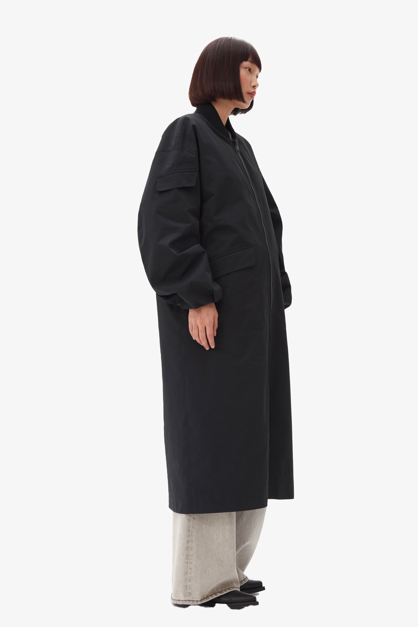 TECH SEERSUCKER OVERSIZED SHELL COAT - 4