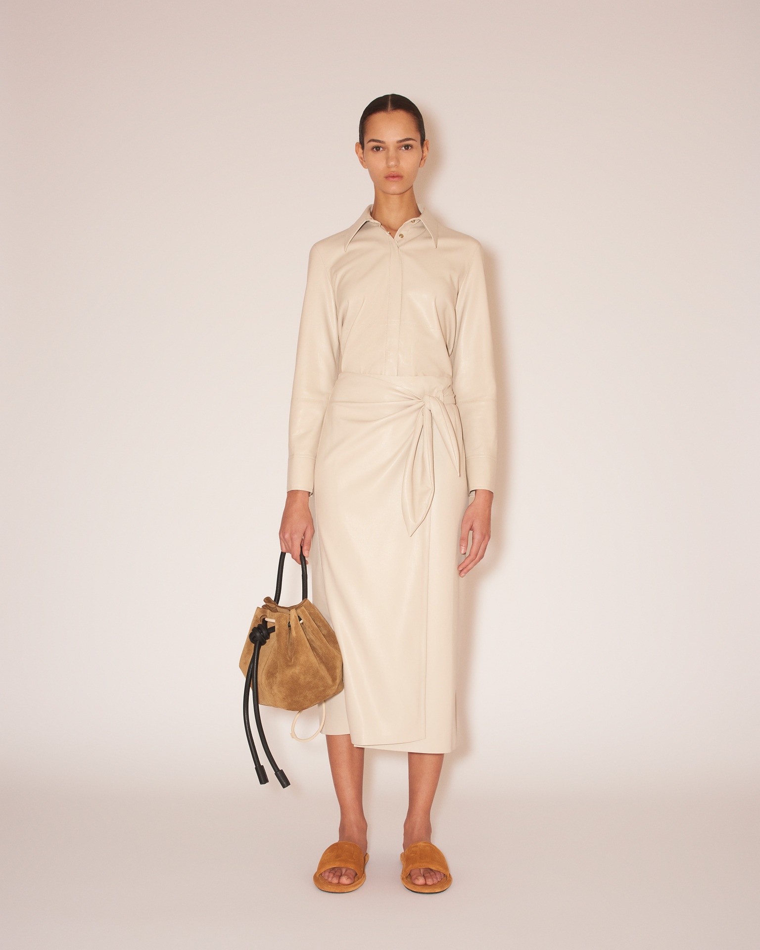 AMAS - OKOBOR™ alt-leather sarong skirt - Creme - 4