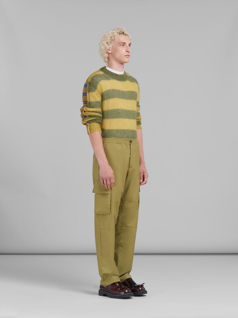 GREEN MOHAIR AND WOOL JUMPER WITH MIXED STRIPES - 5