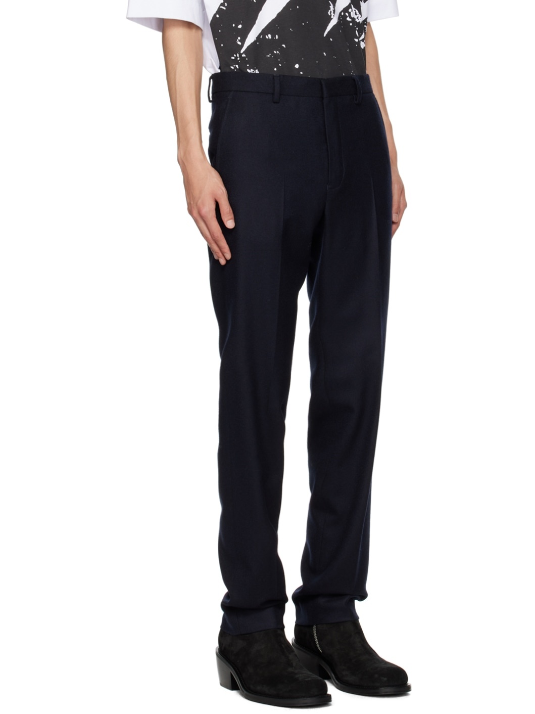 Navy Slim-Fit Trousers - 2