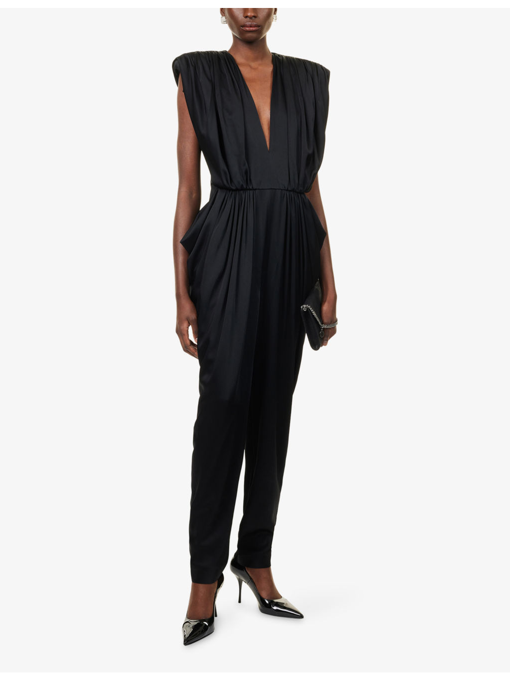 Sleeveless Draped Satin Jumpsuit - 2