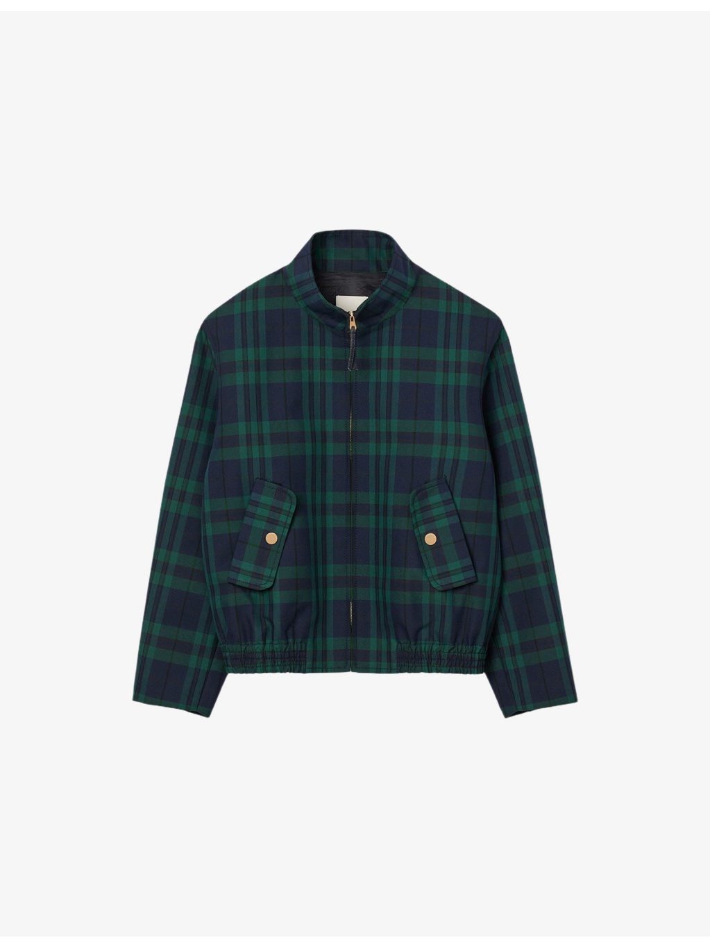 Checked High-Neck Woven Jacket - 1