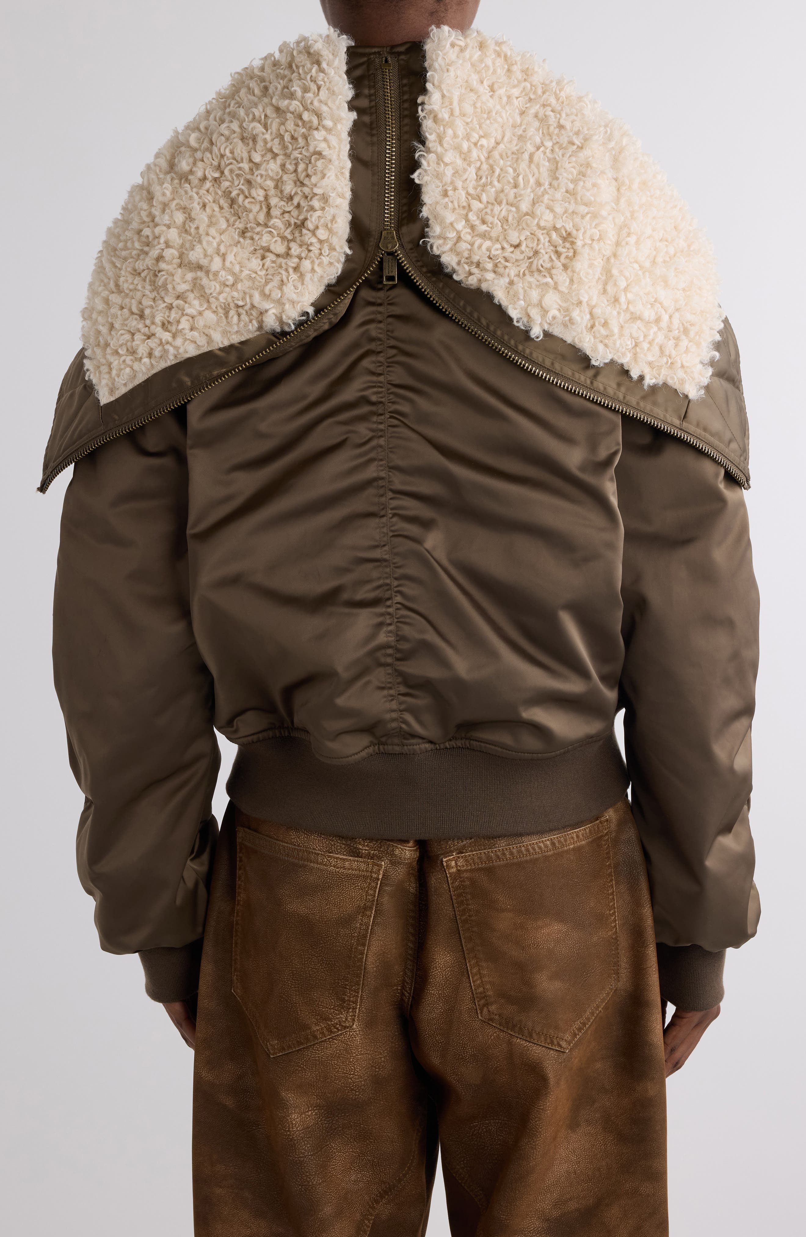 Isabel Marant Étoile Elisa Faux Shearling Trim Jacket in Khaki at Nordstrom - 4