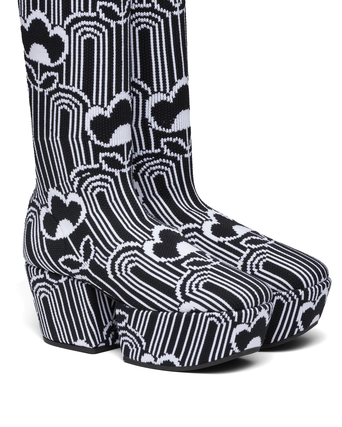 Jacquard knit over-the-knee platform boots - 4