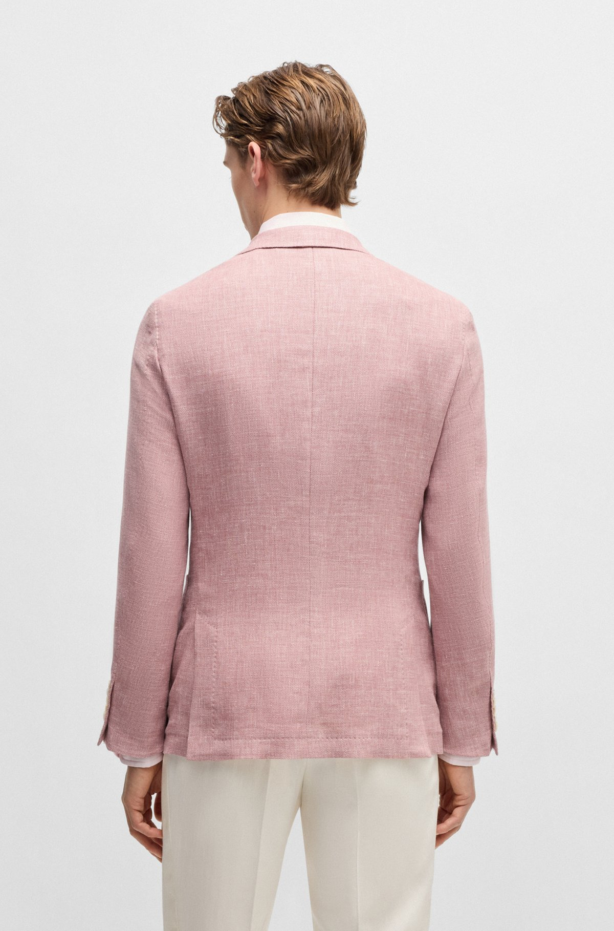 SLIM-FIT BLAZER IN LINEN, WOOL, SILK AND STRETCH - 4