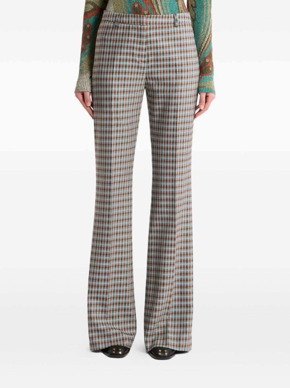 gingham flared trousers - 3