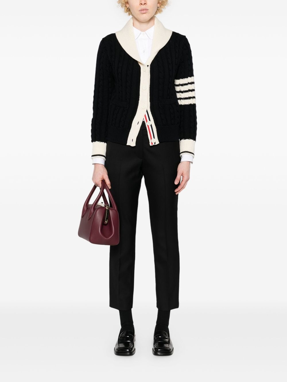 4-Bar cable-knit cardigan - 2