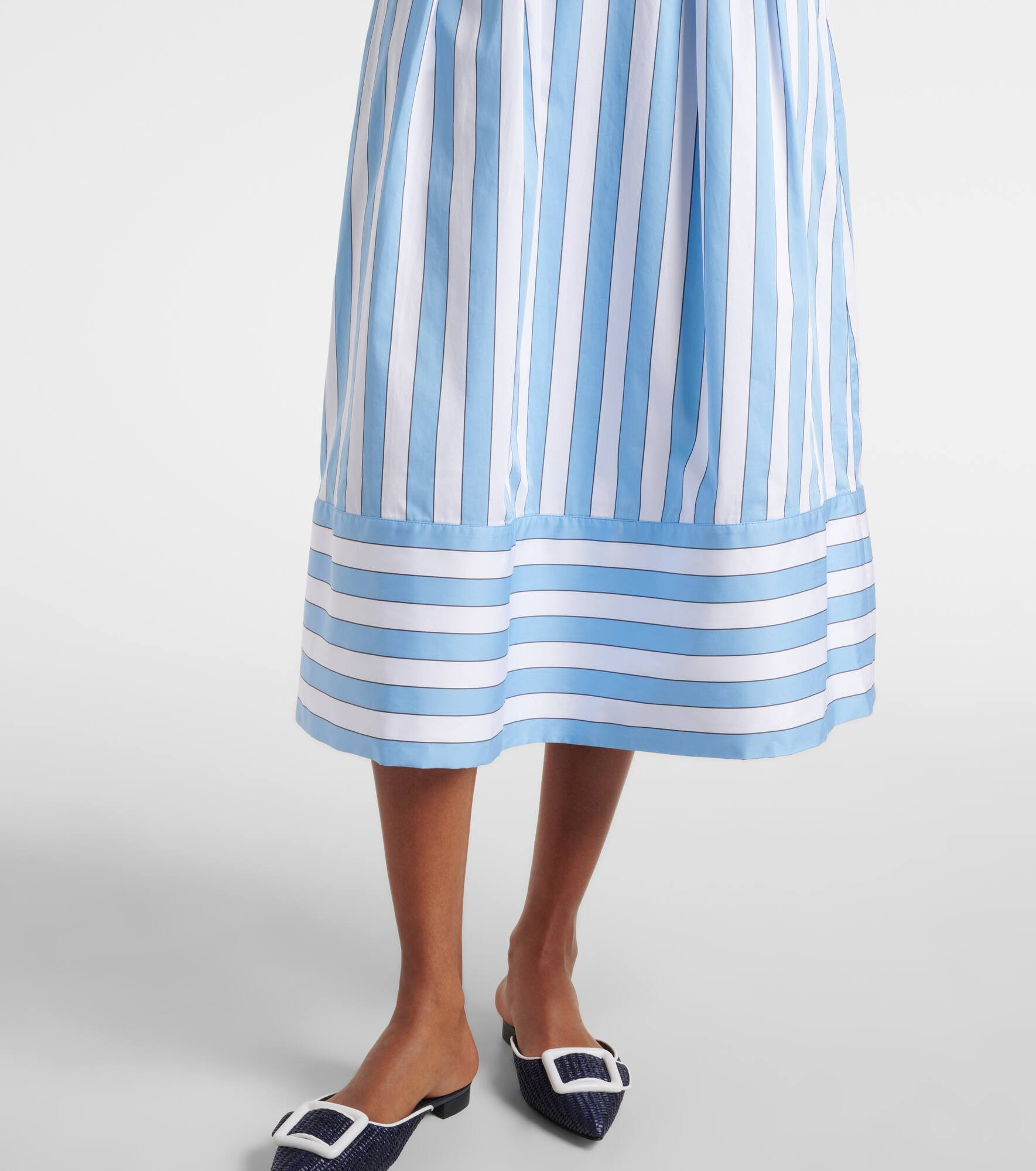 Nilah striped belted cotton midi dress - 5