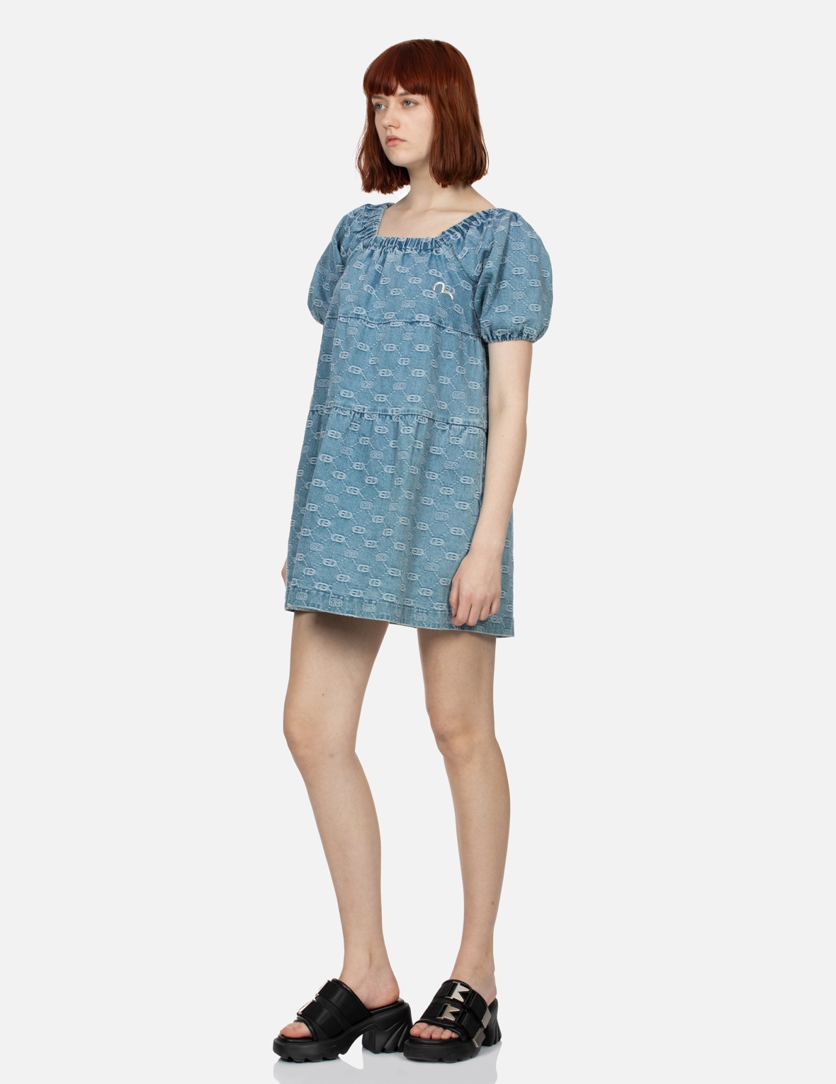 ALLOVER LOGO JACQUARD FASHION FIT DENIM DRESS - 3