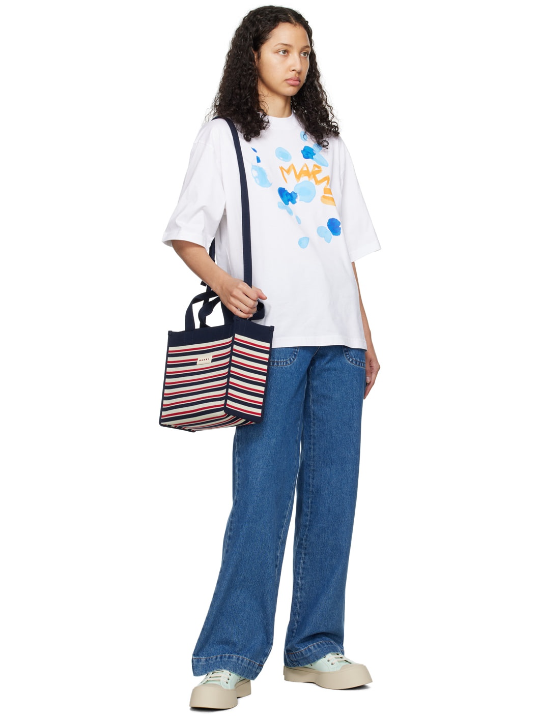 Navy & White Jacquard Shopper Tote - 4