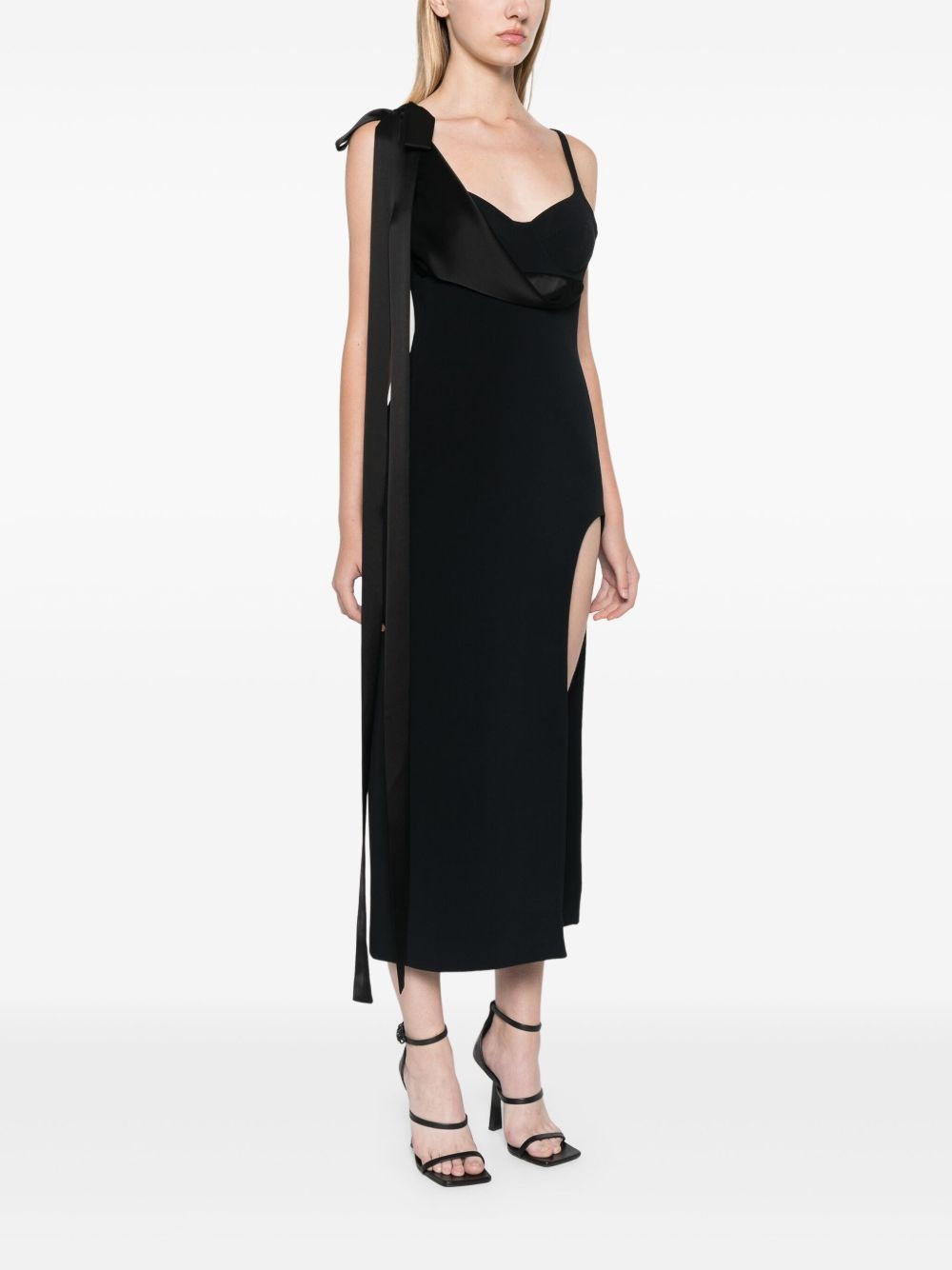 satin-bow midi dress - 3