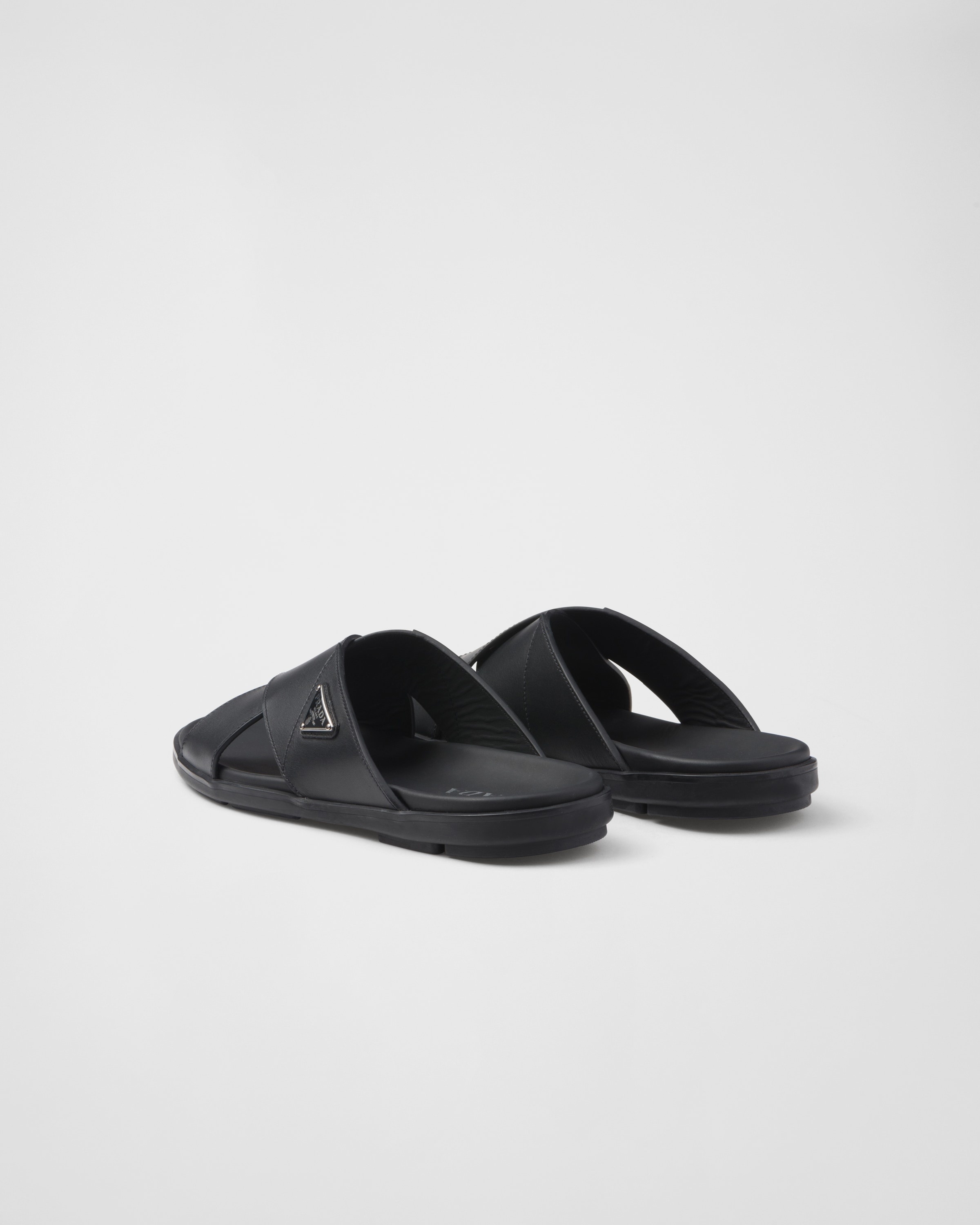 Leather crisscross slides - 5