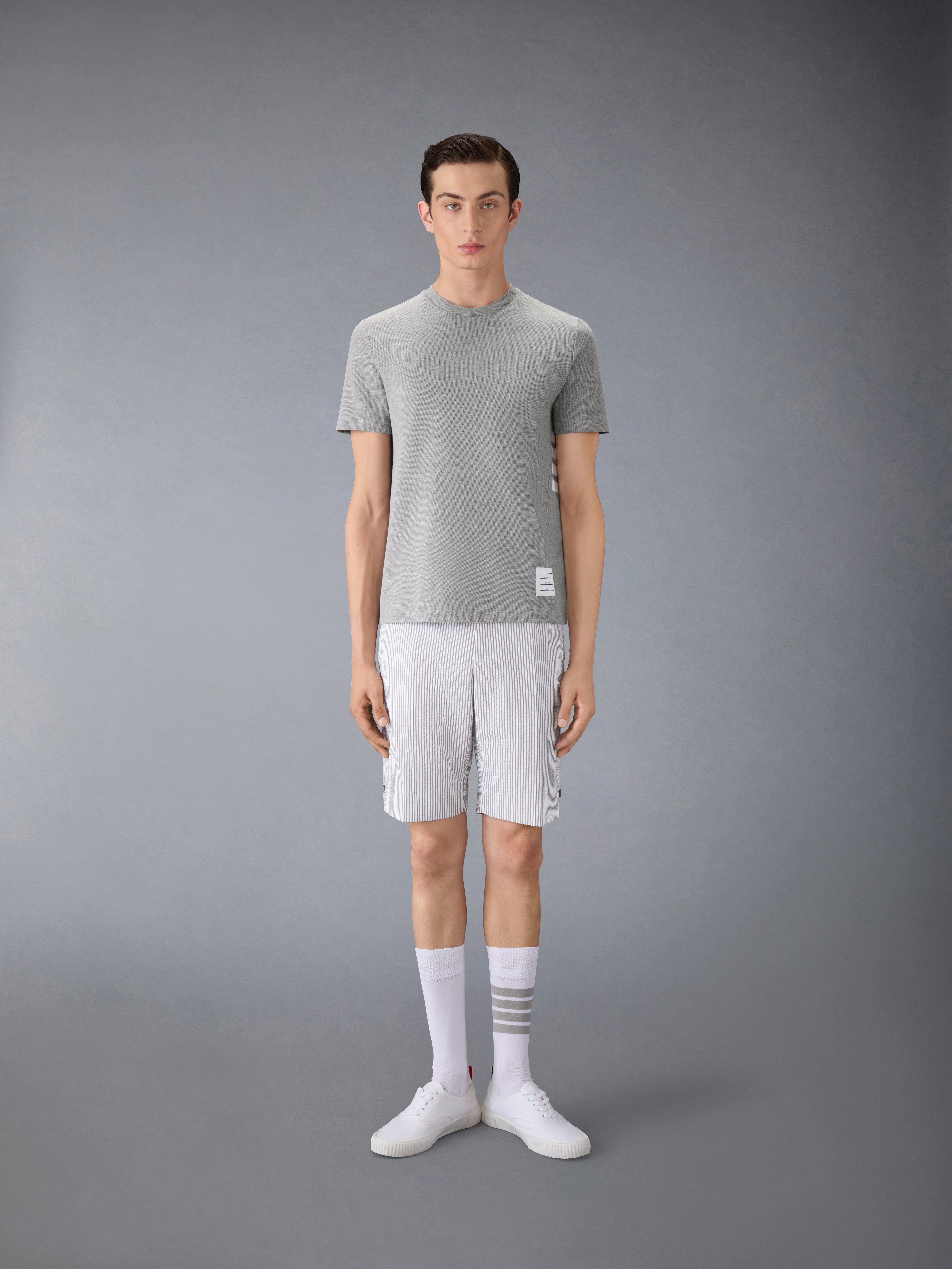 Light Grey Classic Pique Rib Side Insert 4-Bar T-shirt - 4