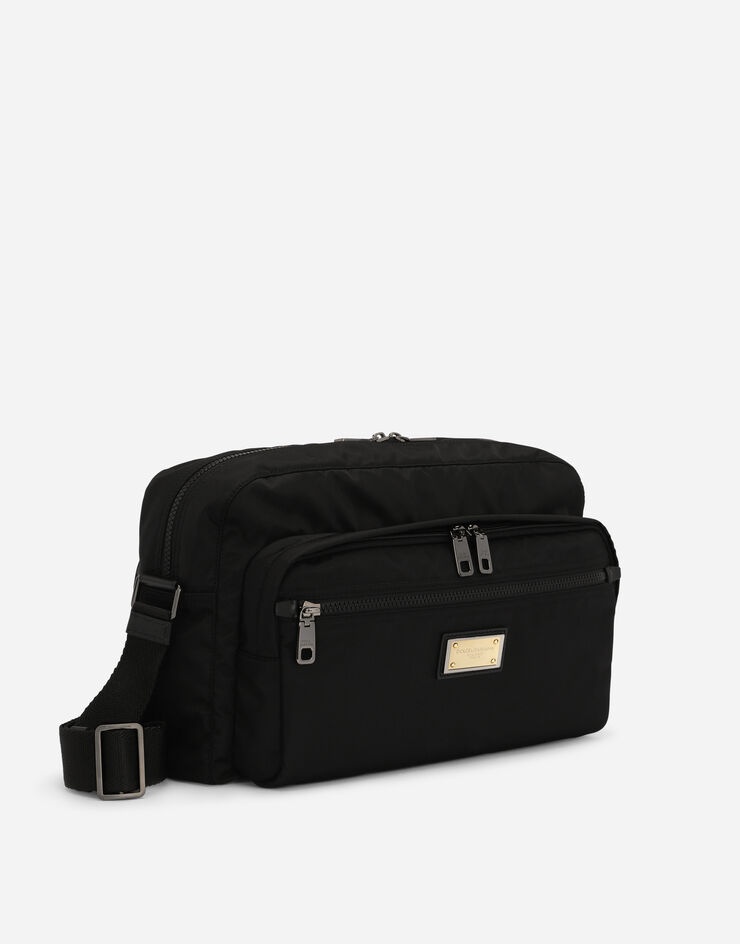 Nylon and calfskin nappa Nero Sicilia DNA bag - 4