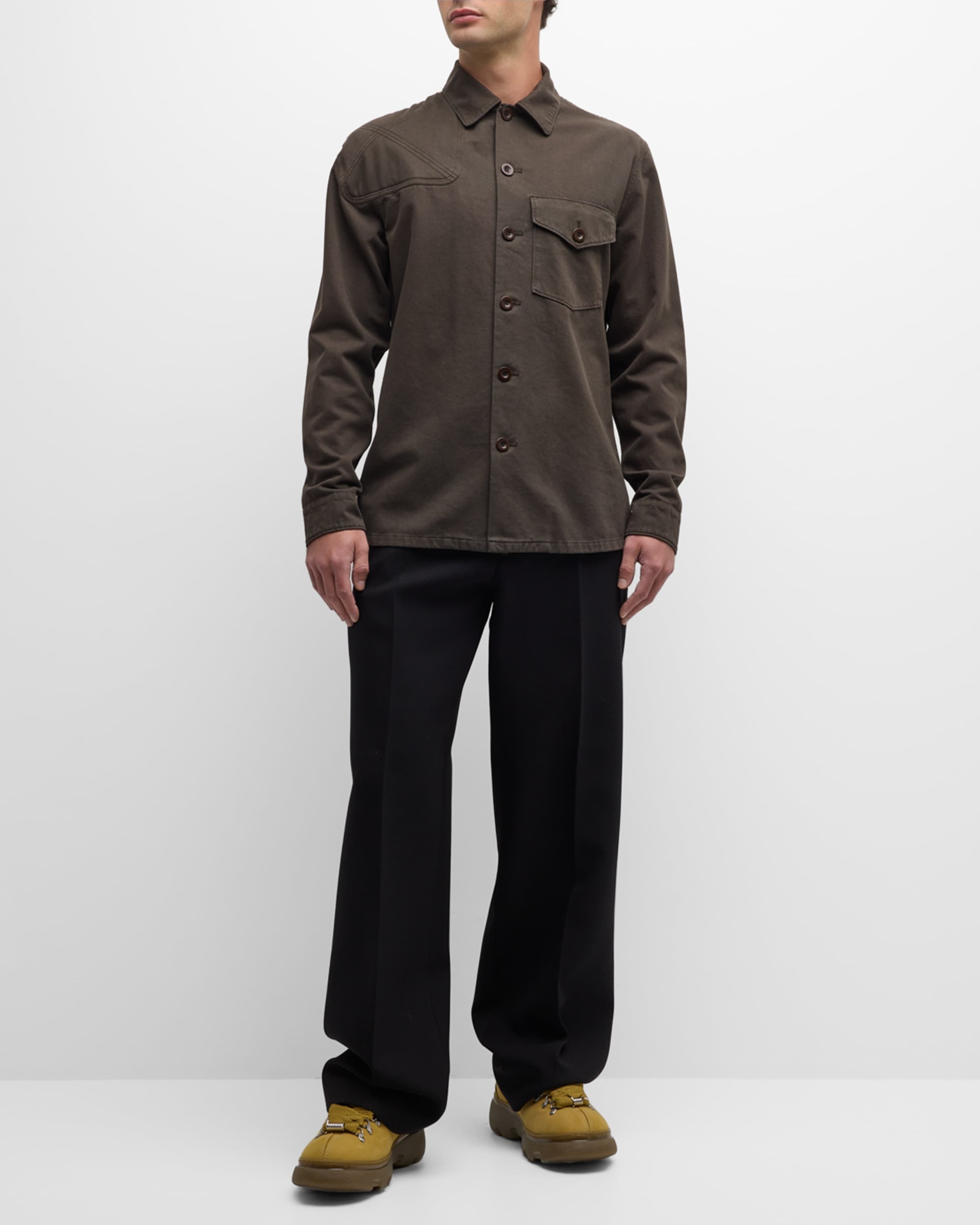 Men's Twill Shirt with Embroidered Patches - 5